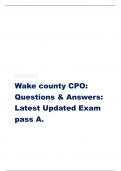 Wake county CPO: Questions & Answers: Latest Updated Exam pass A.