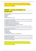 NREMT-AIRWAY,VENTILATION & RESPIRATION EXAM LATEST UPDATE OVER 150 QUESTIONS AND ANSWERS 2024/2025 A GRADED