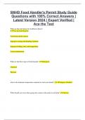 SNHD Food Handler's Permit Study Guide Questions with 100% Correct Answers | Latest Version 2024 | Expert Verified | Ace the Test