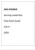 NURS-FPX4010 Nursing Leadership Final Exam Guide Q & A 2024