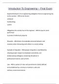 Introduction To Engineering--- Final Exam Questions and answers latest update 