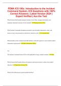 FEMA ICS 100c: Introduction to the Incident Command System, ICS Questions with 100% Correct Answers | Latest Version 2024 | Expert Verified | Ace the Test