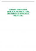 ECON 1101 PRINCIPLES OF MICROECNOMICS FINAL EXAM (With Answer key)  100% VERIFIED (UNIVERSITY OF MINESOTTA) 
