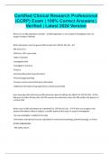 Certified Clinical Research Professional &lpar;CCRP&rpar; Exam &vert; 100&percnt; Correct Answers &vert; Verified &vert; Latest 2024 Version