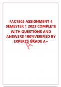 FAC1502 ASSIGNMENT 4 SEMESTER 1 2023 COMPLETE WITH QUESTIONS AND ANSWERS 100%VERIFIED BY EXPERTS GRADE A+  