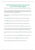 Industrial Refrigeration Quiz 1 Questions And Answers With Verified Solutions
