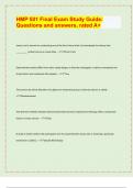 HMP 501 Final Exam Study Guide&colon;  Questions and answers&comma; rated A&plus;&vert; latest update 2024&sol;25&vert;