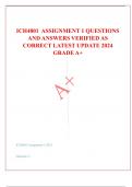 ICH4801  ASSIGNMENT 1 QUESTIONS AND ANSWERS VERIFIED AS CORRECT LATEST UPDATE 2024 GRADE A&plus;  