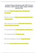 Aviation Physics Questions with 100&percnt; Correct Answers &vert; Latest Version 2024 &vert; Expert Verified &vert; Ace the Test