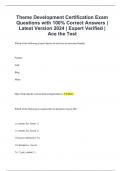 Theme Development Certification Exam Questions with 100% Correct Answers | Latest Version 2024 | Expert Verified | Ace the Test
