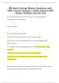 BD Alaris Syringe Module Questions with 100% Correct Answers | Latest Version 2024 | Expert Verified | Ace the Test