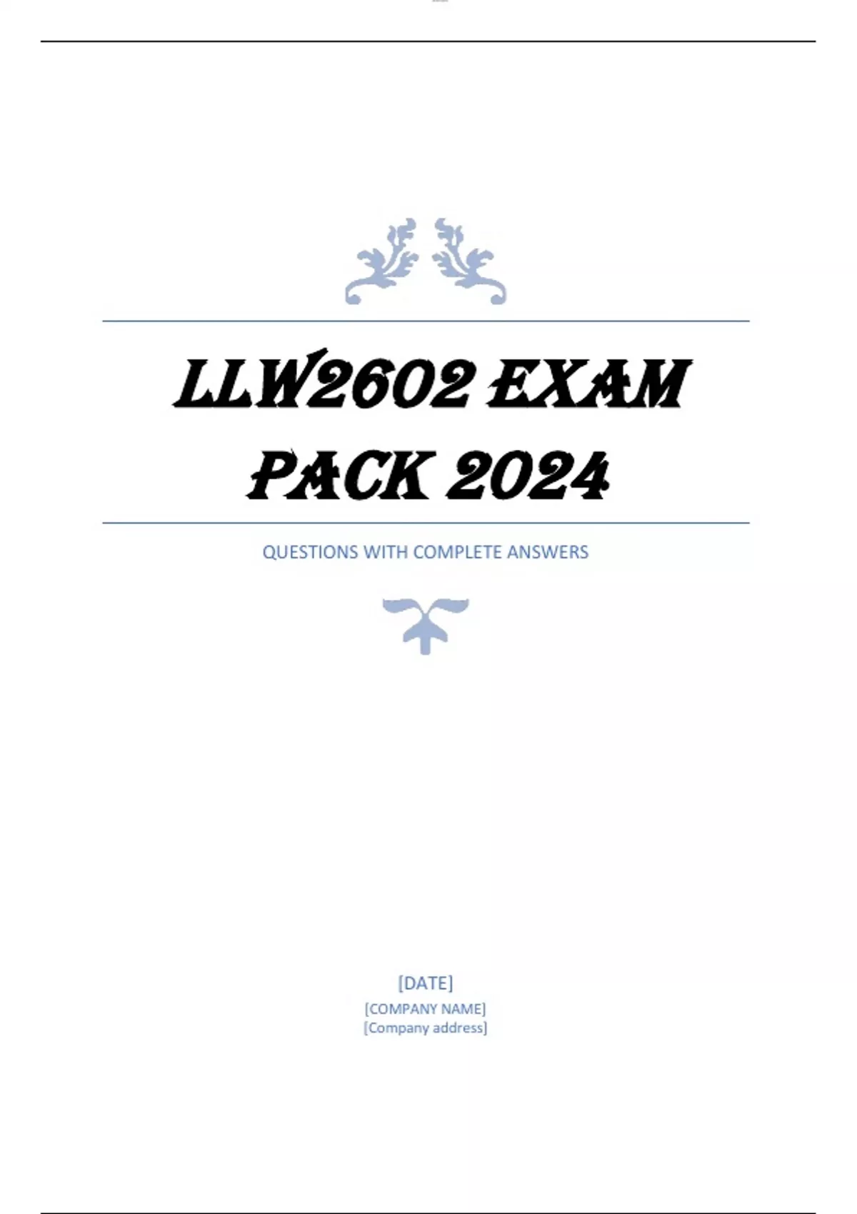 LLW2602 EXAM PACK 2024 - LLW2602 (LLW2602) - Stuvia SA