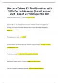 Montana Drivers Ed Test Questions with 100% Correct Answers | Latest Version 2024 | Expert Verified | Ace the Test