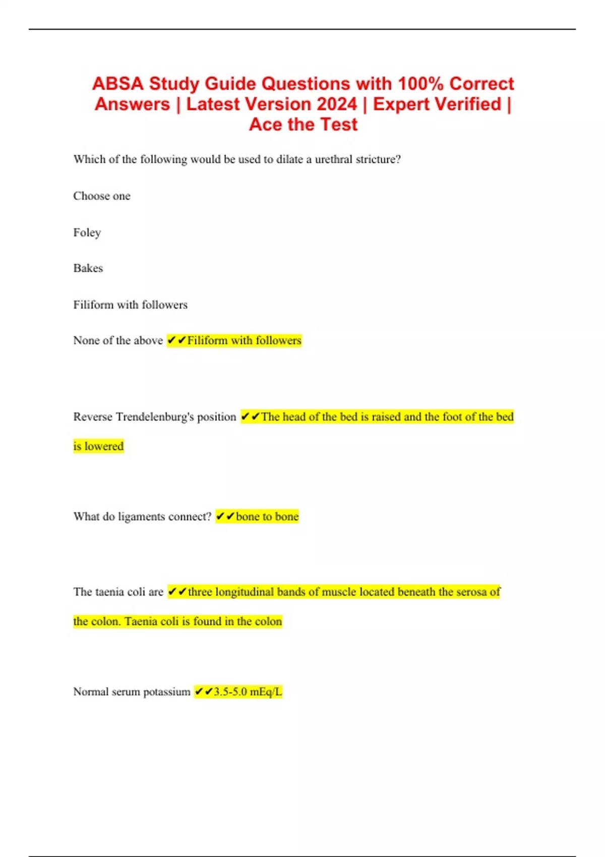 ABSA Study Guide Questions with 100% Correct Answers | Latest Version ...