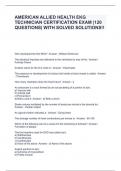 AMERICAN ALLIED HEALTH EKG TECHNICIAN CERTIFICATION EXAM |120 QUESTIONS| WITH SOLVED SOLUTIONS!!