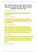 API 1169 Questions with 100% Correct Answers | Latest Version 2024 | Expert Verified | Ace the Test
