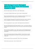 OCR Biology A Level- Biological Molecules Study Exam And Answers Graded A&plus; 2024&period;