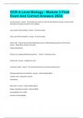 OCR A Level Biology - Module 3 Final Exam And Correct Answers 2024&period;