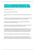 OCR A Level Biology Respiration Test Questions With Solved Solutions 2024&period;