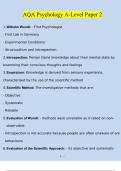 AQA Psychology A-Level Paper 2 Questions and Answers &lpar;2024 &sol; 2025&rpar; &lpar;Verified Answers&rpar;