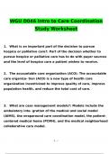 WGU D046 Intro to Care Coordination Study Worksheet Questions and Answers 2024 / 2025 | 100% Verified Answers