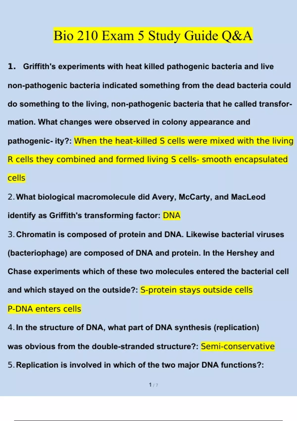 Bio 210 Exam 5 Study Guide Questions and Answers (2024 / 2025 ...