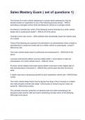 Sales Mastery Exam &lpar; set of questions 1&rpar;