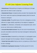 CT All-Lines Adjuster Licensing Exam  Questions and Answers 2024 &sol; 2025 &lpar;Verified Answers by Expert&rpar;