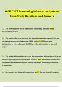 WGU D217 Accounting Information Systems Exam Study Questions and Answers 2024 &sol; 2025 &vert; 100&percnt; Verified Answers