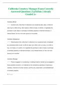 California Cemetery Manager Exam Correctly  Answered Questions&vert; UpToDate &vert; Already  Graded A&plus;