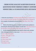 CRIME SCENE ANALYST IAI REVIEW EXAM 162 QUESTIONS WITH VERIFIED CORRECT ANSWERS NEWEST 2024&period; A&plus; GUARANTEED &lpar;FULL REVISION&rpar; 