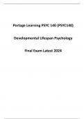 Portage Learning PSYC 140 (PSYC140)  Developmental Lifespan Psychology  Final Exam Latest 2024 