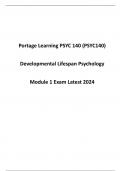 Portage Learning PSYC 140 (PSYC140)  Developmental Lifespan Psychology  Module 1 Exam Latest 2024 