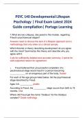 PSYC 140 Developmental Lifespan Psychology | Final Exam Latest 2024 Guide compilation| Portage Learning 