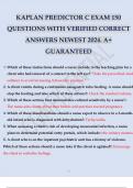 KAPLAN PREDICTOR C EXAM 150 QUESTIONS WITH VERIFIED CORRECT ANSWERS NEWEST 2024. A+ GUARANTEED.