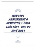 MNB1601 Assignment 6 Semester 1 2024 (584186) - DUE 27 May 2024