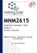 MNM2615 Assignment 3 (PORTFOLIO DETAILED ANSWERS) Semester 1 2024 - DISTINCTION GUARANTEED
