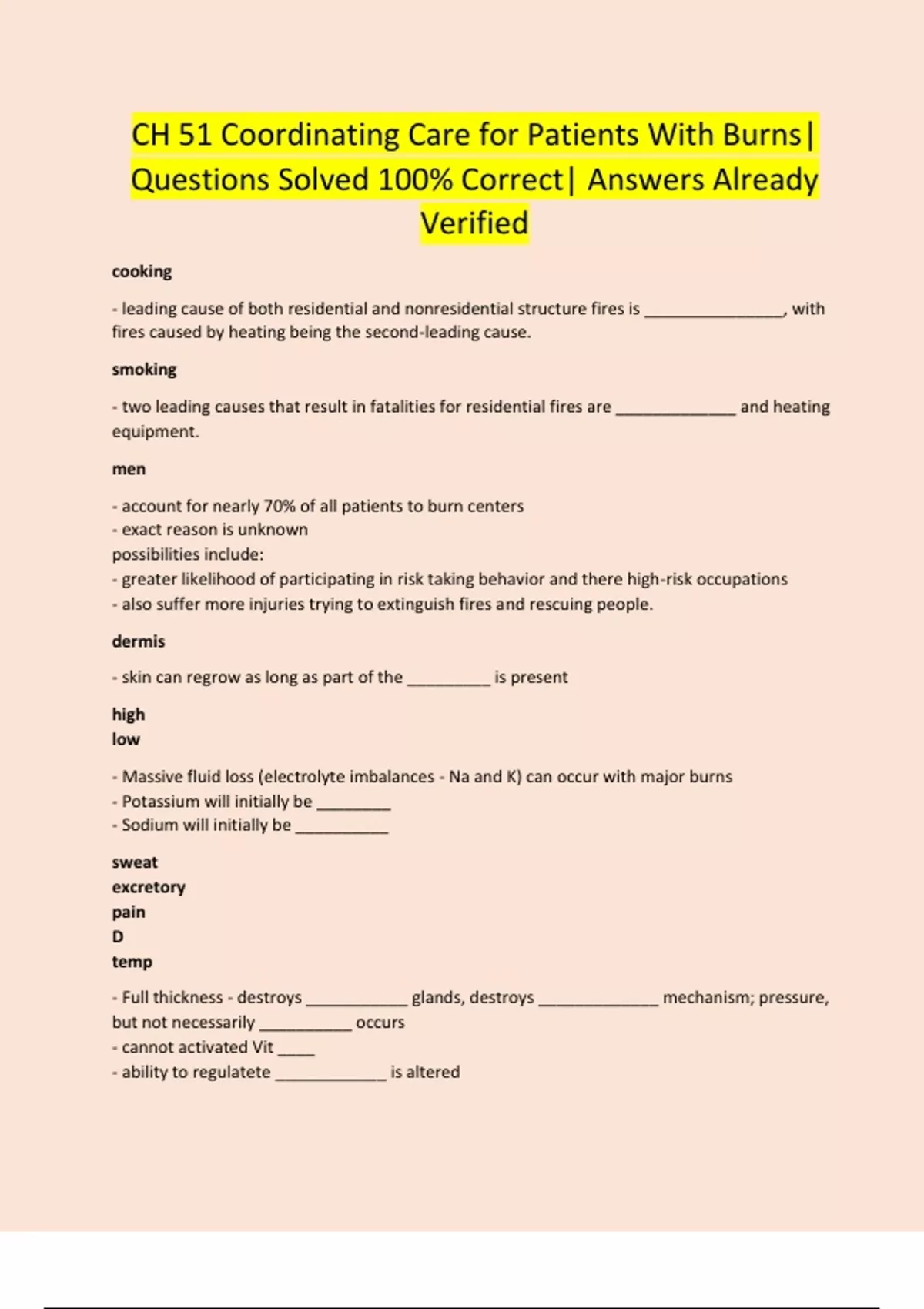 Chapter 51 Wisconsin CH 51 Coordinating Care for Patients With Burns| Questions Solved 100% ...