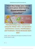 Pathophysiology Exam 2 Rasmussen University Winter 2021/ 115 Questions and Answers/ Causes, Manifestations and Treatment / Newly Reviewed .