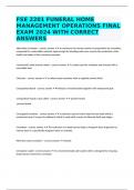 FSE 2201 FUNERAL HOME MANAGEMENT OPERATIONS FINAL EXAM 2024 WITH CORRECT ANSWERS