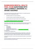 RASMUSSEN MENTAL HEALTH FINAL EXAM QUESTIONS WITH 100% CORRECT ANSWERS A+ GRADE ASSURED