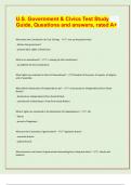 U&period;S&period; Government & Civics Test Study  Guide&comma; Questions and answers&comma; rated A&plus;