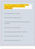 U&period;S&period; Civics Questions 2024&sol;25&sol; exam  review questions and answers&period;  APPROVED&vert; latest update 2024&sol;25&vert;
