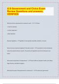 U&period;S Government and Civics Exam Review Questions and answers&comma;  VERIFIED&sol;&vert; latest update 2024&sol;25&vert;
