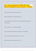 U&period;S&period; Civics Questions 2024&sol; 25 exam  Review Questions and answers&comma; verified&sol;&vert; latest update 2024&sol;25&vert;