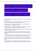 D307 QUESTIONS AND  VERIFIED ANSWERS  LATEST UPDATE 2023