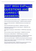 D307 WGU EdPsych QUESTIONS AND  CORRECT  ANSWERS