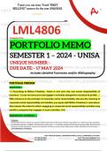 LML4806 PORTFOLIO MEMO - MAY/JUNE 2024 - SEMESTER 1 - UNISA - DUE DATE :- 17 MAY 2024 (DETAILED ANSWERS WITH FOOTNOTES AND BIBLIOGRAPHY - DISTINCTION GUARANTEED!) 