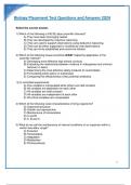 Biology Placement Test Questions and Answers 2024