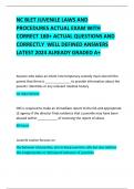 NC BLET JUVENILE LAWS AND PROCEDURES ACTUAL EXAM WITH CORRECT 180&plus; ACTUAL QUESTIONS AND CORRECTLY  WELL DEFINED ANSWERS LATEST 2024 ALREADY GRADED A&plus; 
